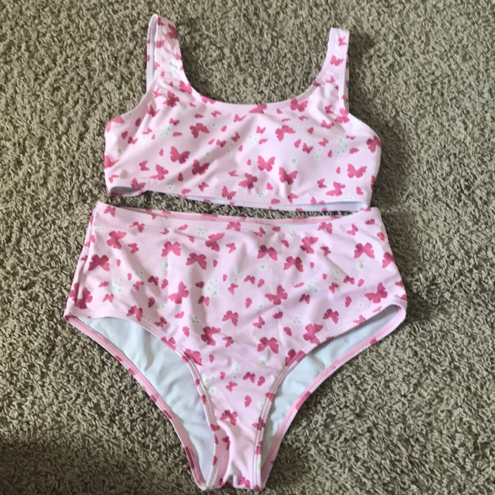 Pink butterfly swimsuit